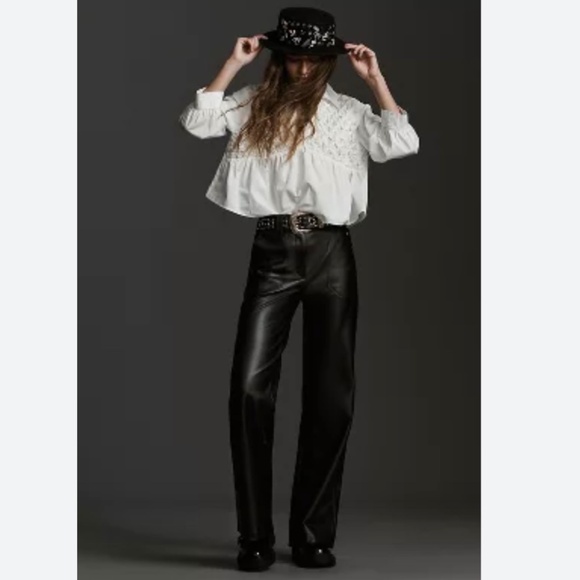 Maeve The Naomi Wide-Leg Flare: Faux Leather Edition Pants